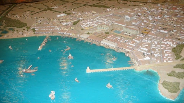 Aspecto del puerto romano de Tarraco (Instituto Catalán